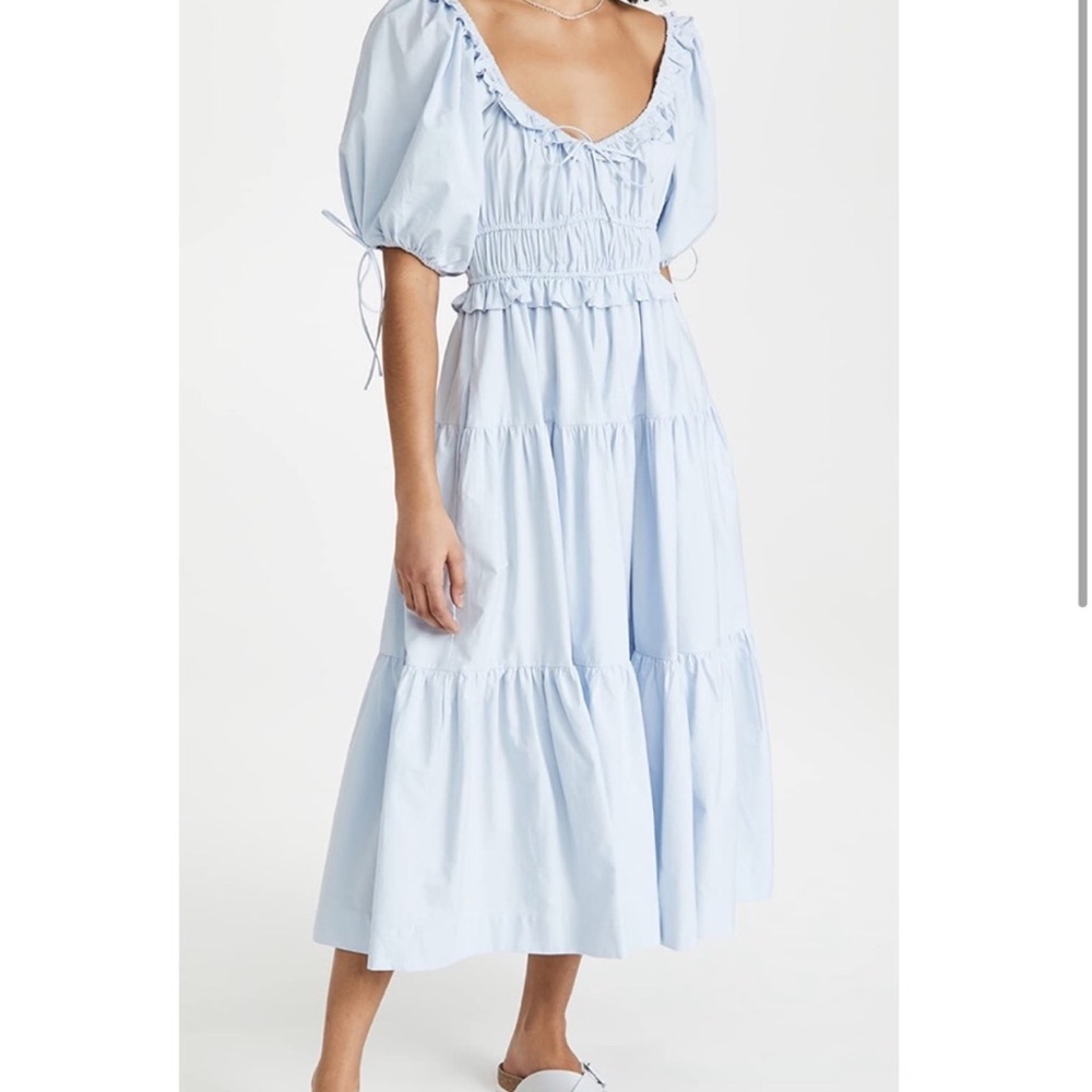 En Saison Pure Cotton Ruched Puff Dress